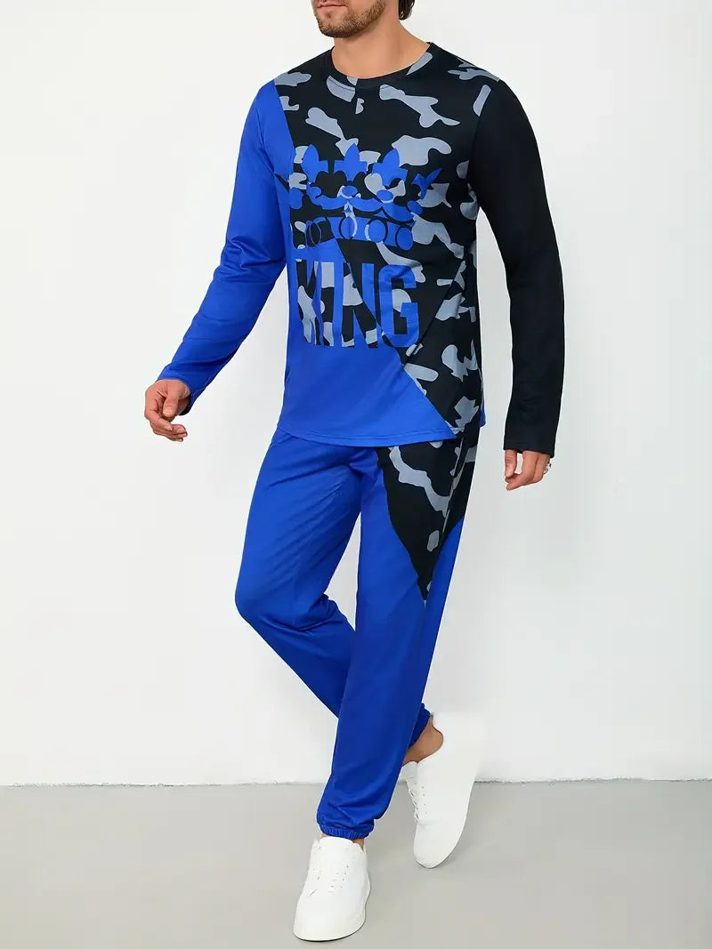 Popular Men's Long Sleeve T-Shirts Pants Set Fashion 3D Print Men Sportswear Man Clothes Street Tracksuit Jogger 2 Piece Outfits