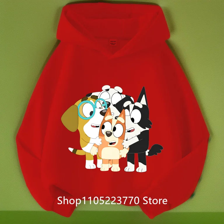 Felpa con cappuccio Bluey per bambini dai 4 ai 14 anni, autunno/inverno, calda e accogliente, con stampa di cartoni animati e anime, ideale per maschietti e femminucce.
