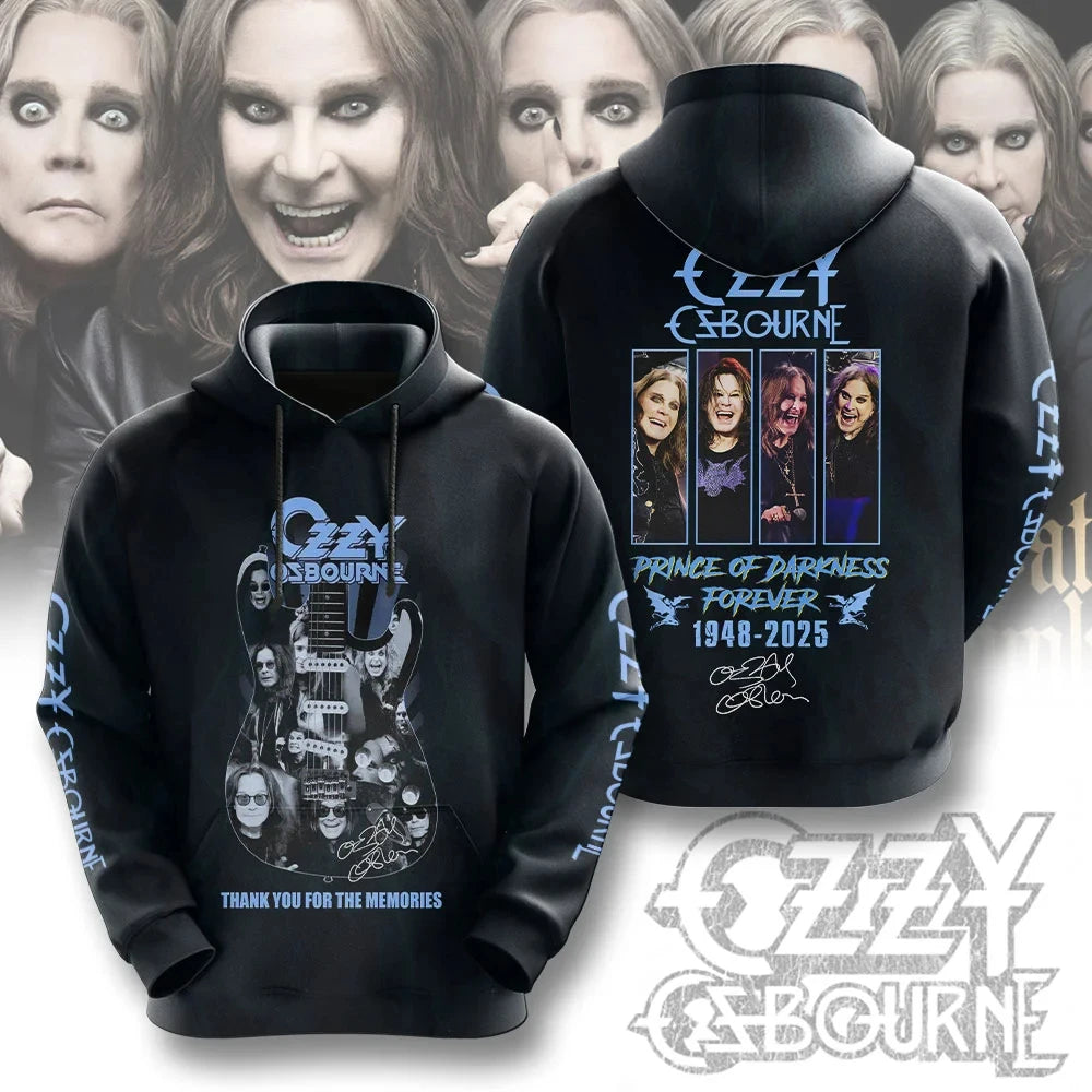 Felpa con cappuccio con stampa 3D del gruppo rock Ozzy Osbourne, uomo e donna, alla moda, oversize, abbigliamento per adulti, cappotto per fan, felpa con cappuccio da uomo Y2k
