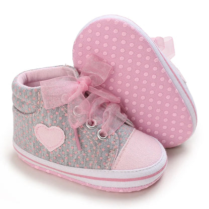 Scarpe alla moda per bambina, graziose scarpe basse casual a tema rosa classico con suola morbida, comode e leggere per camminare.