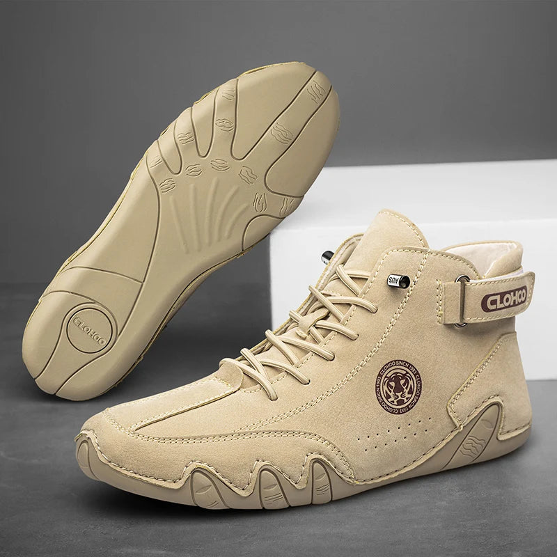 CLOHOO Scarpe da ginnastica da uomo in pelle PU con lacci, nere, casual, da passeggio, leggere, comode e traspiranti, marroni, da uomo