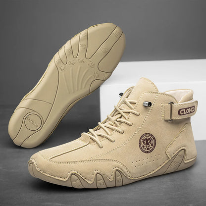 CLOHOO Scarpe da ginnastica da uomo in pelle PU con lacci, nere, casual, da passeggio, leggere, comode e traspiranti, marroni, da uomo