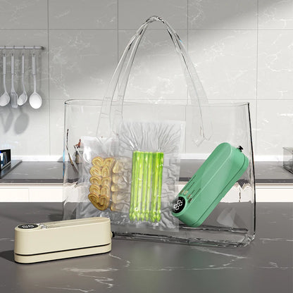 Mini macchina per sigillatura sottovuoto wireless completamente automatica, piccola e portatile, per uso domestico, per alimenti e confezionamento in plastica.