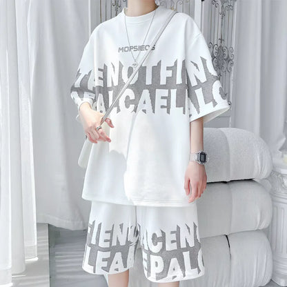 Completo estivo da uomo taglie S-6XL, nuovo set di tendenza a due pezzi, maglietta e pantaloncini in stile coreano, abbigliamento firmato da uomo.