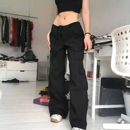 Pantaloni cargo da donna casual snellenti di alta qualità, multitasche, alla moda, a vita alta, direttamente dal produttore.