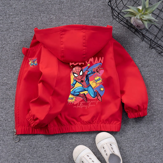 Cappotto con cappuccio Spiderman per bambini, abbigliamento primaverile per ragazzi 2025, nuovo tema supereroe, giacca elegante Charge, completo per neonati