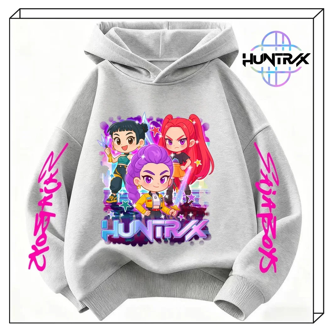 Felpa con cappuccio KPop Demon Hunters per bambini dai 3 ai 14 anni, con grafica Derpy, calda felpa autunnale