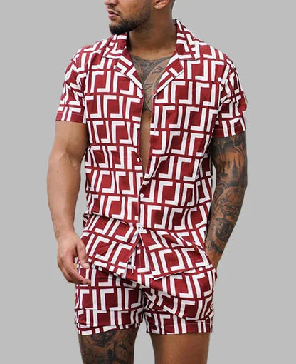Completo da vacanza hawaiano da uomo, estivo, con camicia a maniche corte e pantaloncini, set di 2 pezzi, streetwear alla moda, abbigliamento casual con stampa 3D.