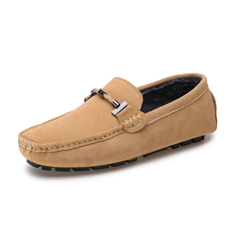 Mocassini da uomo, scarpe casual slip-on, mocassini da uomo in pelliccia, scarpe invernali calde da uomo, mocassini in vera pelle scamosciata di vacchetta, scarpe basse di lusso