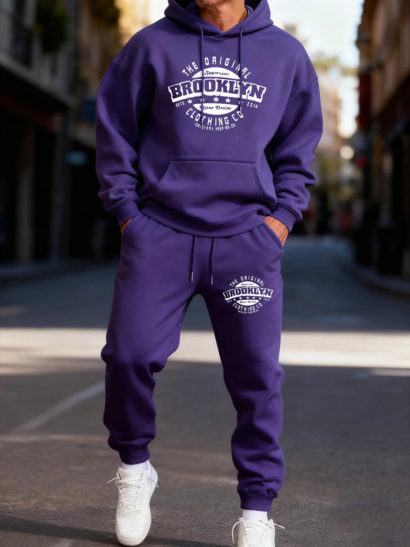 The Original Brooklyn Clothing Co Print Male Hoodie Set Fleece Autumn Two Pices Sets Casual Winter Hoody Sporty Pocket Pants