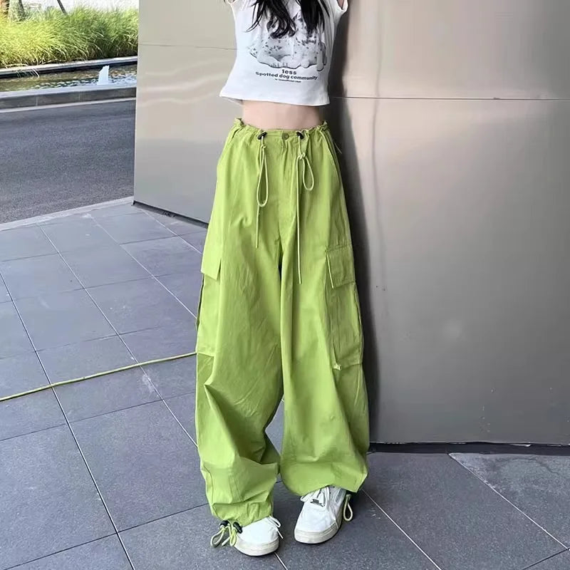 Pantaloni da lavoro American Sle a vita alta e gamba larga, casual estivi, nuovi, larghi e snellenti, sportivi da donna