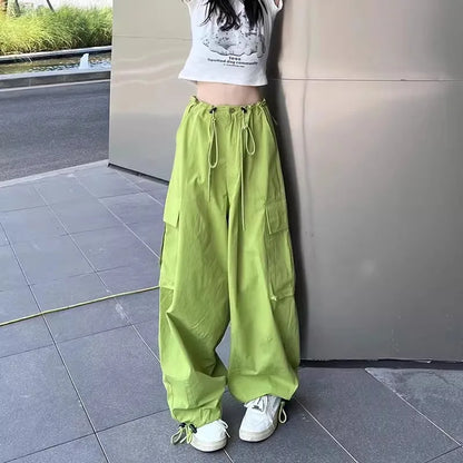 Pantaloni da lavoro American Sle a vita alta e gamba larga, casual estivi, nuovi, larghi e snellenti, sportivi da donna