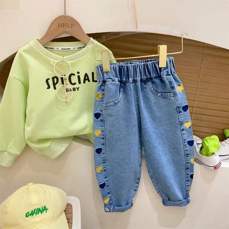 Jeans ricamati con fiori per bambina, jeans per bambini, pantaloni per bambina, pantaloni a gamba larga Daduhey, pantaloni harem, pantaloni per vestiti