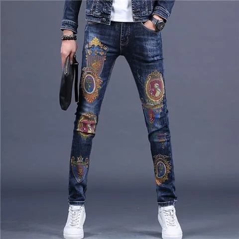 Completo in denim da uomo Primavera/Autunno 2025, Pantaloni slim alla moda da uomo, Giacca casual da uomo