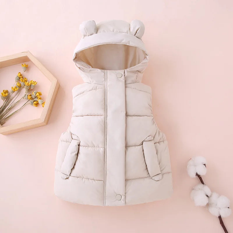 Gilet da bambino autunno/inverno 2-6 anni, caldo, tinta unita, senza maniche, con cappuccio e cerniera, gilet da bambina, regalo di compleanno, abbigliamento per bambini