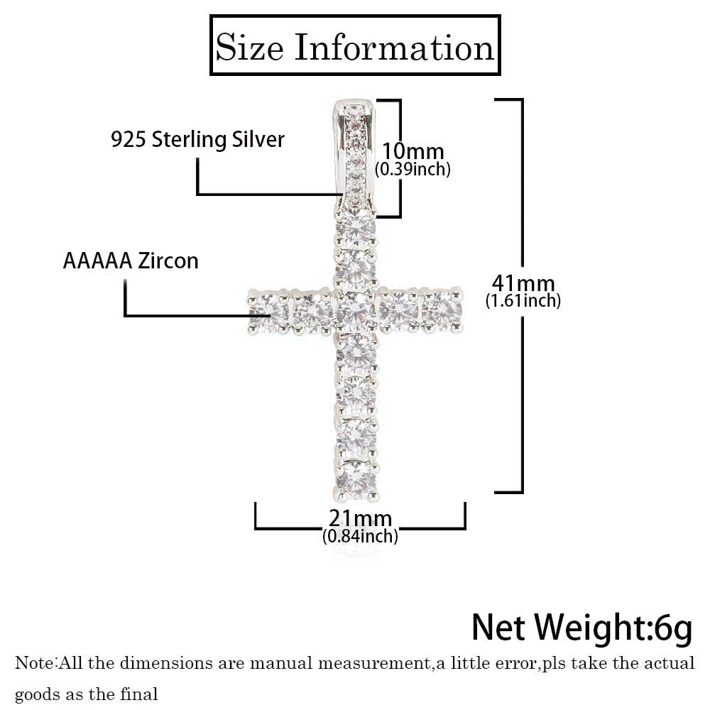 ESKEEM Gioielli Hip Hop Ciondolo a croce in argento sterling 925 con diamanti CZ Collana a croce personalizzata e di tendenza con zirconi cubici 5A