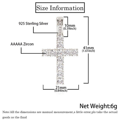 ESKEEM Gioielli Hip Hop Ciondolo a croce in argento sterling 925 con diamanti CZ Collana a croce personalizzata e di tendenza con zirconi cubici 5A