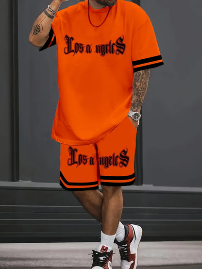 A new 3D letter-printed street fashion casual simple soft comfortable breathable and lightweight men's suit for summer 2025