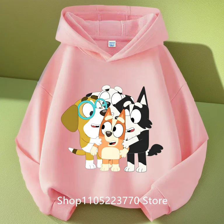 Felpa con cappuccio Bluey per bambini dai 4 ai 14 anni, autunno/inverno, calda e accogliente, con stampa di cartoni animati e anime, ideale per maschietti e femminucce.