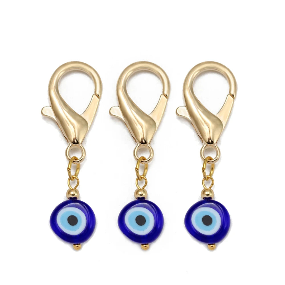 Set di 3 portachiavi Lucky Eye Turkish Evil Eye in lega, portachiavi rotondo Fatima, portachiavi per borsa e auto, pulsaras bijoux צמידים