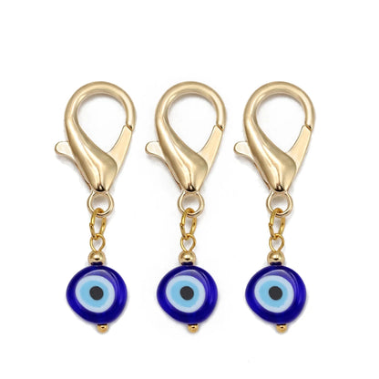 Set di 3 portachiavi Lucky Eye Turkish Evil Eye in lega, portachiavi rotondo Fatima, portachiavi per borsa e auto, pulsaras bijoux צמידים