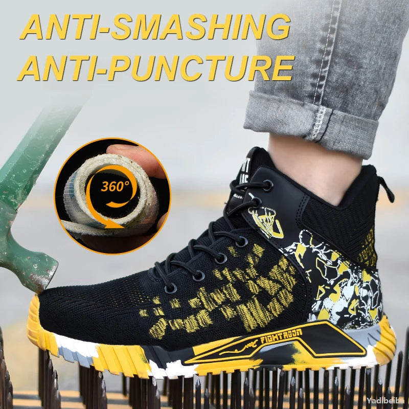 Moda 2024 Stivali da lavoro antinfortunistici da uomo Anti-schiacciamento Anti-perforazione Scarpe da lavoro alte antinfortunistiche Stivali da lavoro indistruttibili da uomo