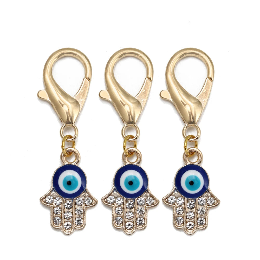 Set di 3 portachiavi Lucky Eye Turkish Evil Eye in lega, portachiavi rotondo Fatima, portachiavi per borsa e auto, pulsaras bijoux צמידים