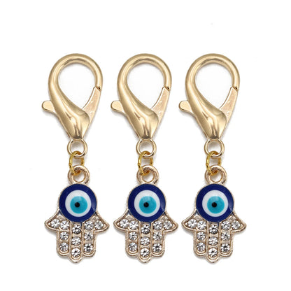 Set di 3 portachiavi Lucky Eye Turkish Evil Eye in lega, portachiavi rotondo Fatima, portachiavi per borsa e auto, pulsaras bijoux צמידים
