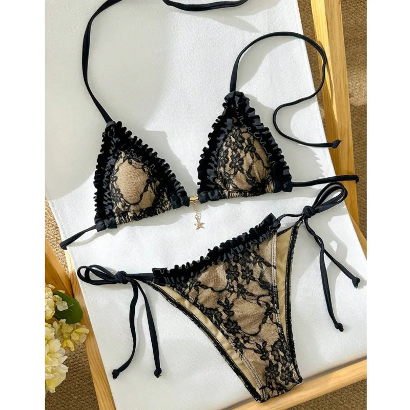 Bikini sexy in pizzo 2026, costumi da bagno da donna, costume da bagno femminile per nuoto, costumi da bagno, set bikini brasiliano, abbigliamento da spiaggia, bagnante da piscina