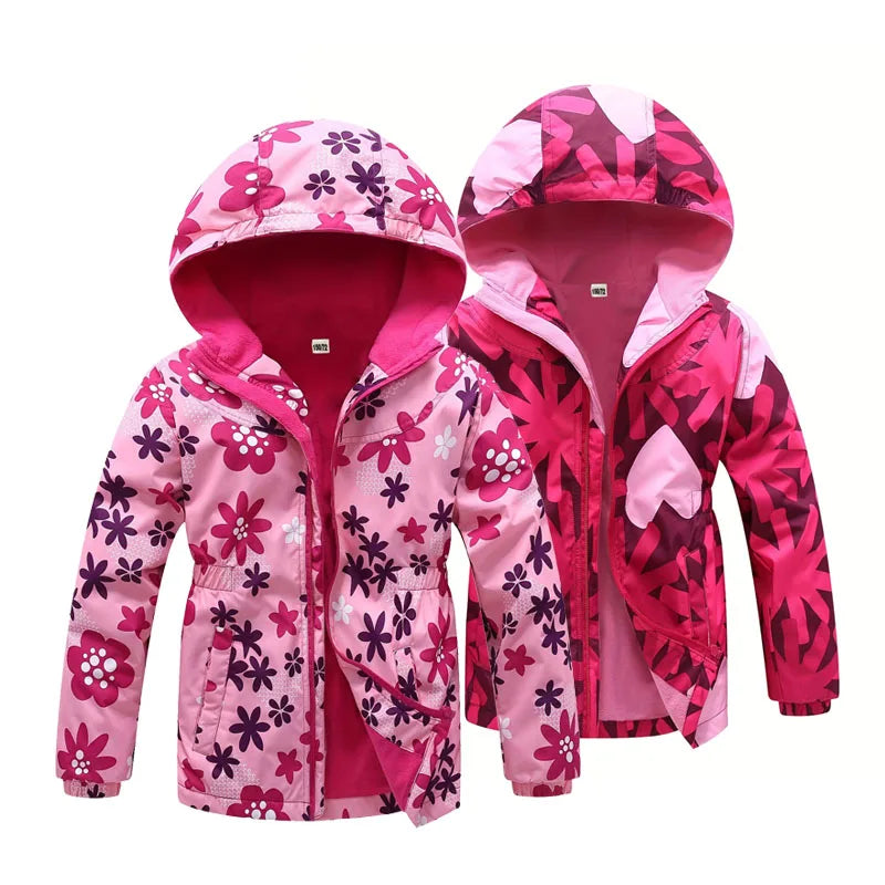 Giacca da bambina primaverile, abbigliamento in pile con fiori, cappotto da bambina, giacca a vento, capospalla per bambini in pile polare antivento 3-12T
