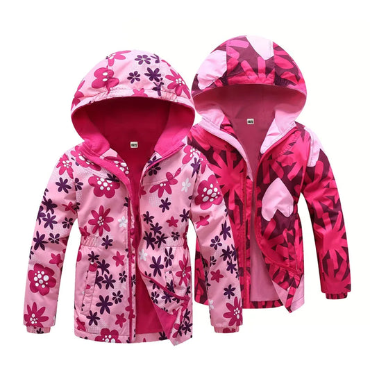 Giacca da bambina primaverile, abbigliamento in pile con fiori, cappotto da bambina, giacca a vento, capospalla per bambini in pile polare antivento 3-12T
