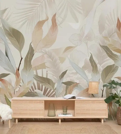 Nordic banana leaf jungle wallpaper Living room sofa bedroom background wall paper Tropical greenery photo wallpaper mural