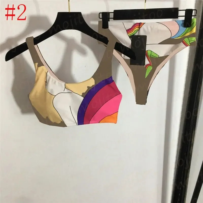 The 2025 high-waisted bikini letter print swimsuit is the latest V-neck swimsuit for women in summer