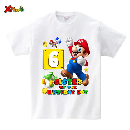 Magliette di compleanno per la famiglia, abbinate per il 6° compleanno del bambino, abbigliamento per bambini, maglietta per neonato, abbigliamento per bambini di 6 anni, completi per il 7° e il 5° compleanno.