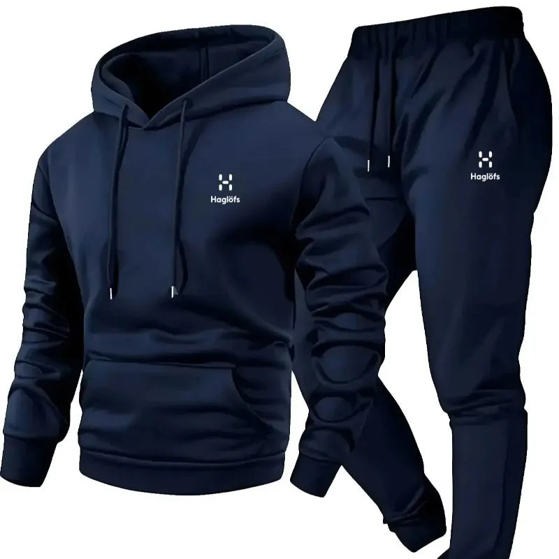 2025 comfortable and breathable men's autumn and winter casual two-piece set hooded sweatshirt long pants regular outdoor