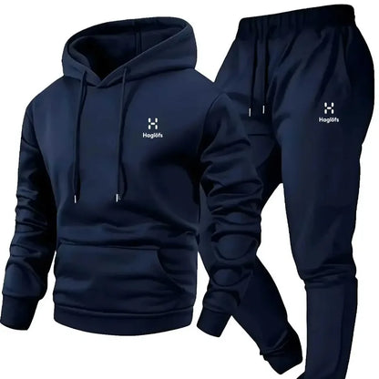 2025 comfortable and breathable men's autumn and winter casual two-piece set hooded sweatshirt long pants regular outdoor