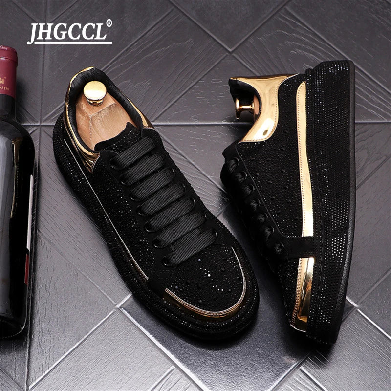 Sneakers di lusso con strass per uomo, scarpe casual con plateau stile punk hip hop, scarpe da ginnastica chaussure homme luxe marque A6