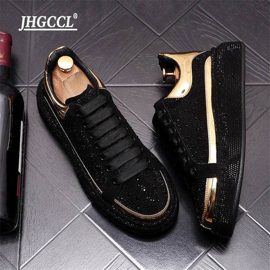 Sneakers di lusso con strass per uomo, scarpe casual con plateau stile punk hip hop, scarpe da ginnastica chaussure homme luxe marque A6