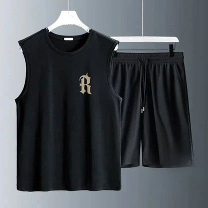 Canotta da allenamento estiva da uomo in poliestere, senza maniche, per sport, palestra e fitness, top casual da uomo, set di abbigliamento da uomo