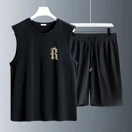 Canotta da allenamento estiva da uomo in poliestere, senza maniche, per sport, palestra e fitness, top casual da uomo, set di abbigliamento da uomo