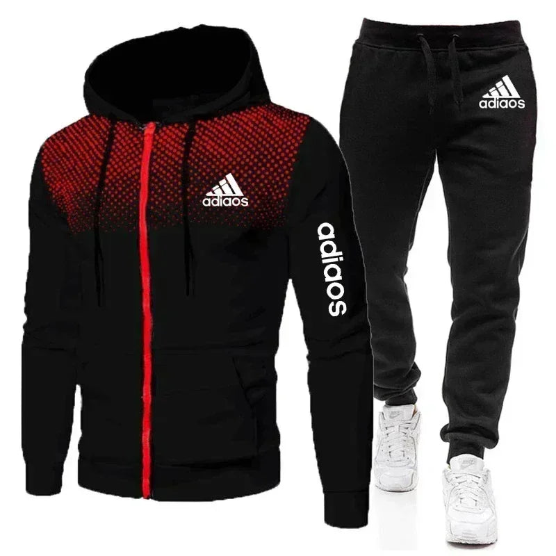 2025 New men's casual sportswear autumn and winter fashion fitness jogging zippered hoodie + sweatpants two-piece set