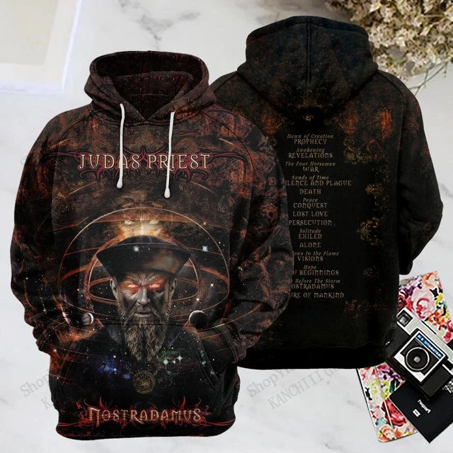 Felpe con cappuccio stampate in 3D della rock band Judas Priest, uomo e donna, moda sportiva, felpa con cappuccio, cappotto, abbigliamento da uomo, comfort, moletom