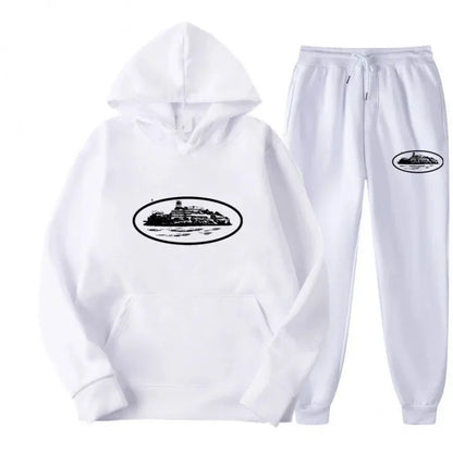 NICE Set felpa con cappuccio unisex ampio e foderato in pile, con stampa "Devil Prisoner Pattern", ecologico, morbido, comodo, abbigliamento casual