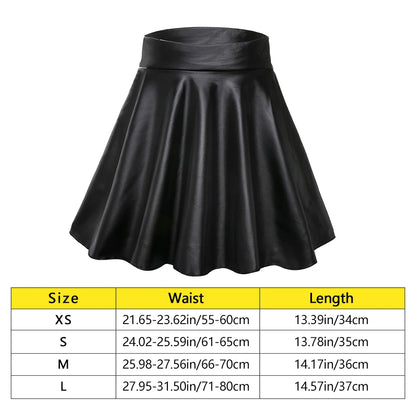 Hot Fashion Skater Multipurpose Elastic Faux Leather Skirts Short Skirt Mini High Waist