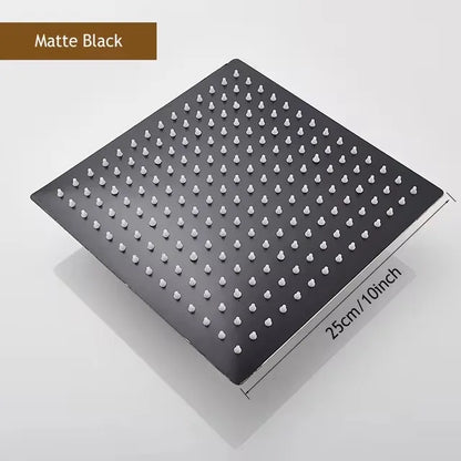 8/10/12 Inch Black Silver Gold Stainless Steel High Pressure Waterfall Shower Head Large Flow Pressure Boosting Bathroom Shower