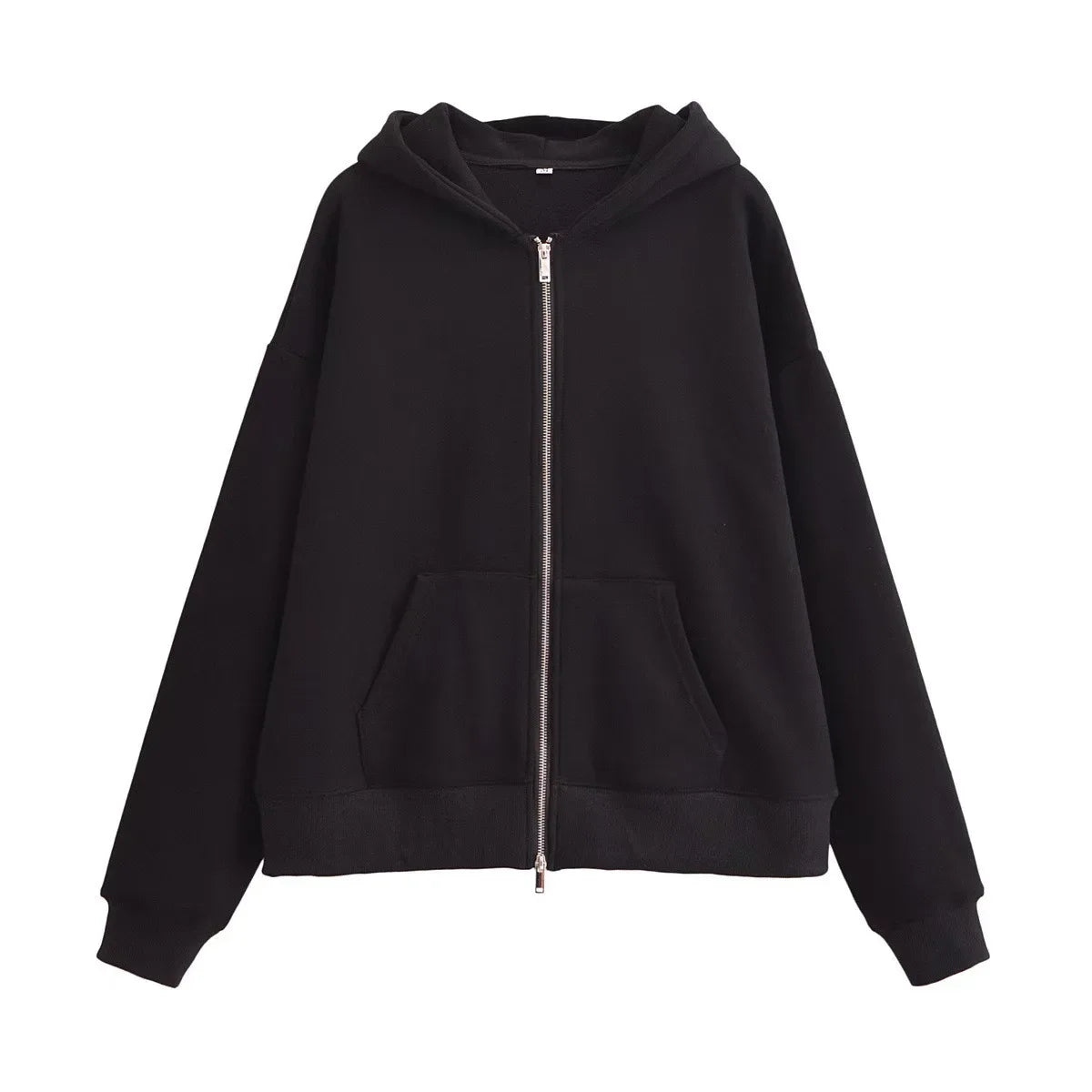 Completo da donna con felpa con cappuccio e cerniera, giacca e pantaloni a gamba dritta, in morbido misto cotone, importato dalla Cina