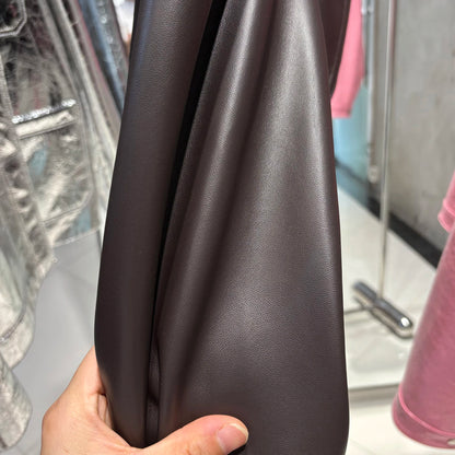 YOLOAgain A-Line Real Leather Skirt Women Black Asymmetrical Mini Skirt Ladies Streetwear