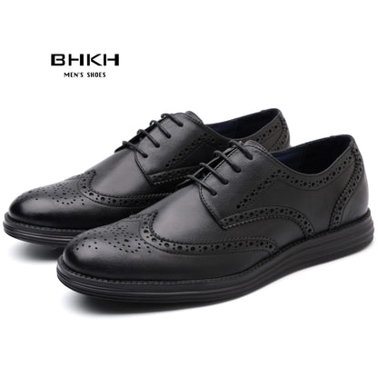 BHKH 2025 Autunno Scarpe eleganti da uomo in vera pelle, alla moda, con lacci, casual, scarpe eleganti da lavoro/ufficio, leggere