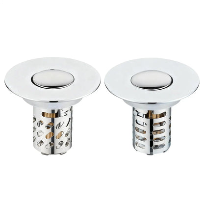 Sink Strainer Rebound Drain Plug Filter Metal Basin Pop-up Sink Filter With Hair Catcher Bathroom Sink Drain Stopper Strainer