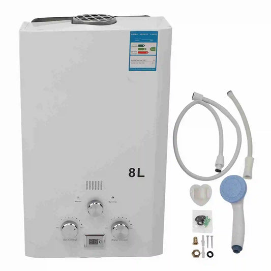 Shower Water Heater 8L Intelligent Water Storage Small Flue Type Liquefied Gas Water Heater for Bathroom Kitchen